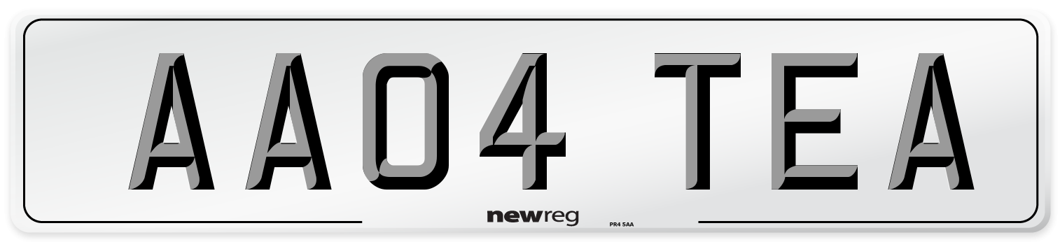 AA04 TEA Number Plate from New Reg